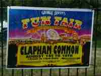 A poster for the August Bank Holiday Fun Fair on Clapham Common