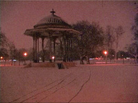 The Bandstand in February 2004 at 6pm just after it snowed.